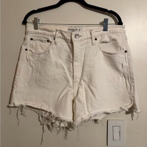 Abercrombie & Fitch Off-White Distressed Denim Cutoff Shorts